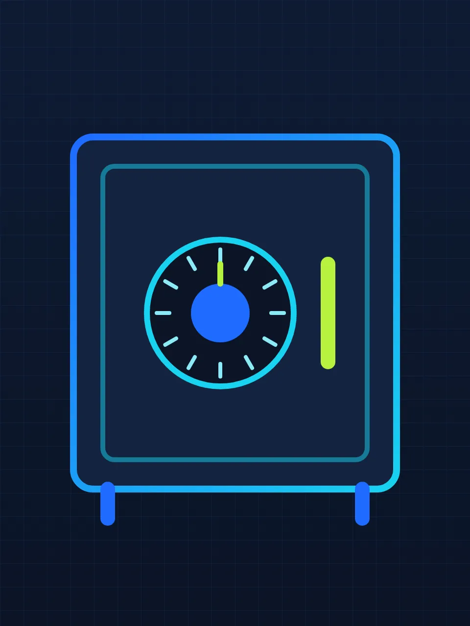 Illustration of a safe with a combination dial